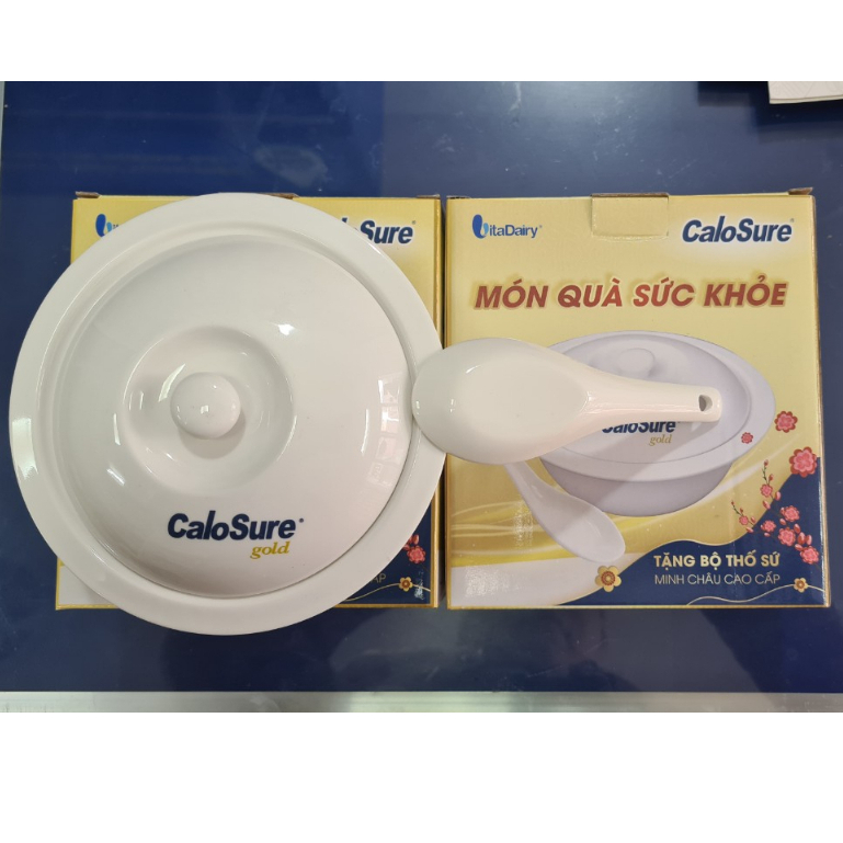 Thố Chưng Yến Có Nắp Kèm Muỗng Sứ Minh Châu Cao Cấp Quà Từ Calo Sure Vitadairy