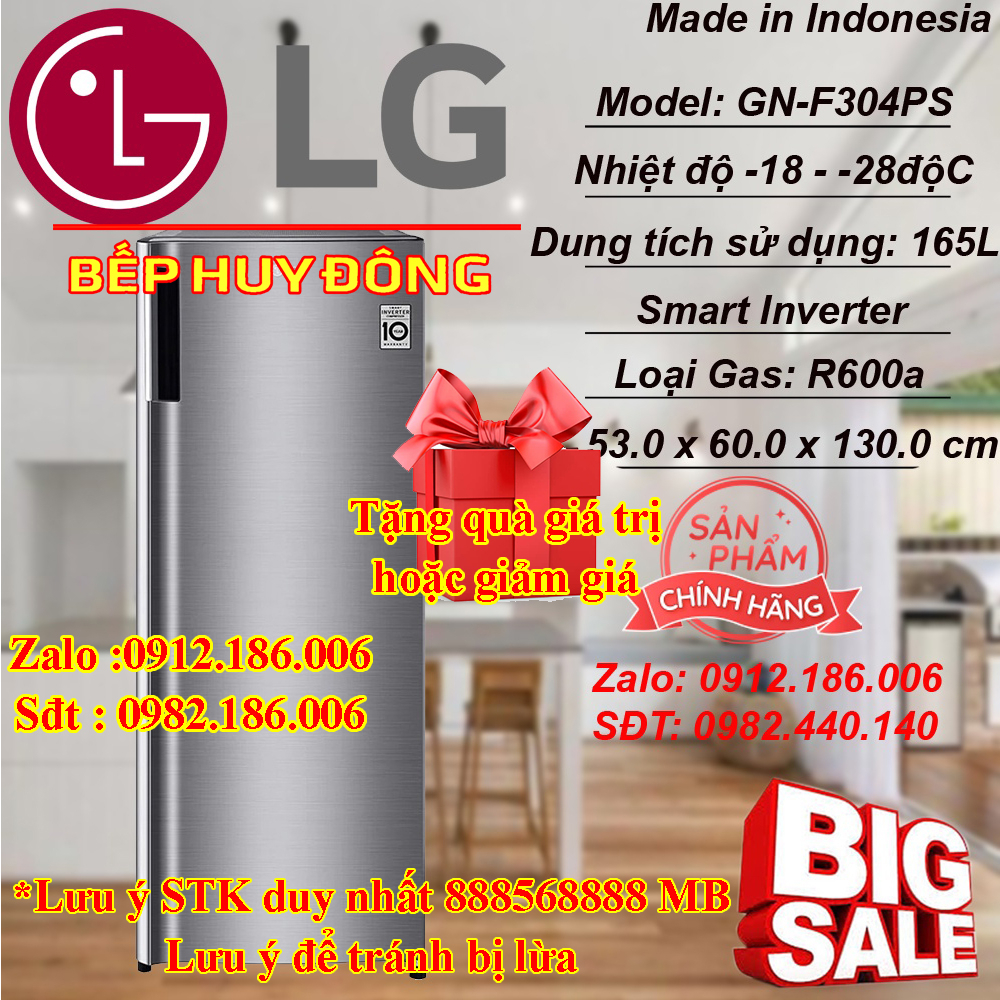 Tủ đông LG Inverter 165 Lít GN-F304PS