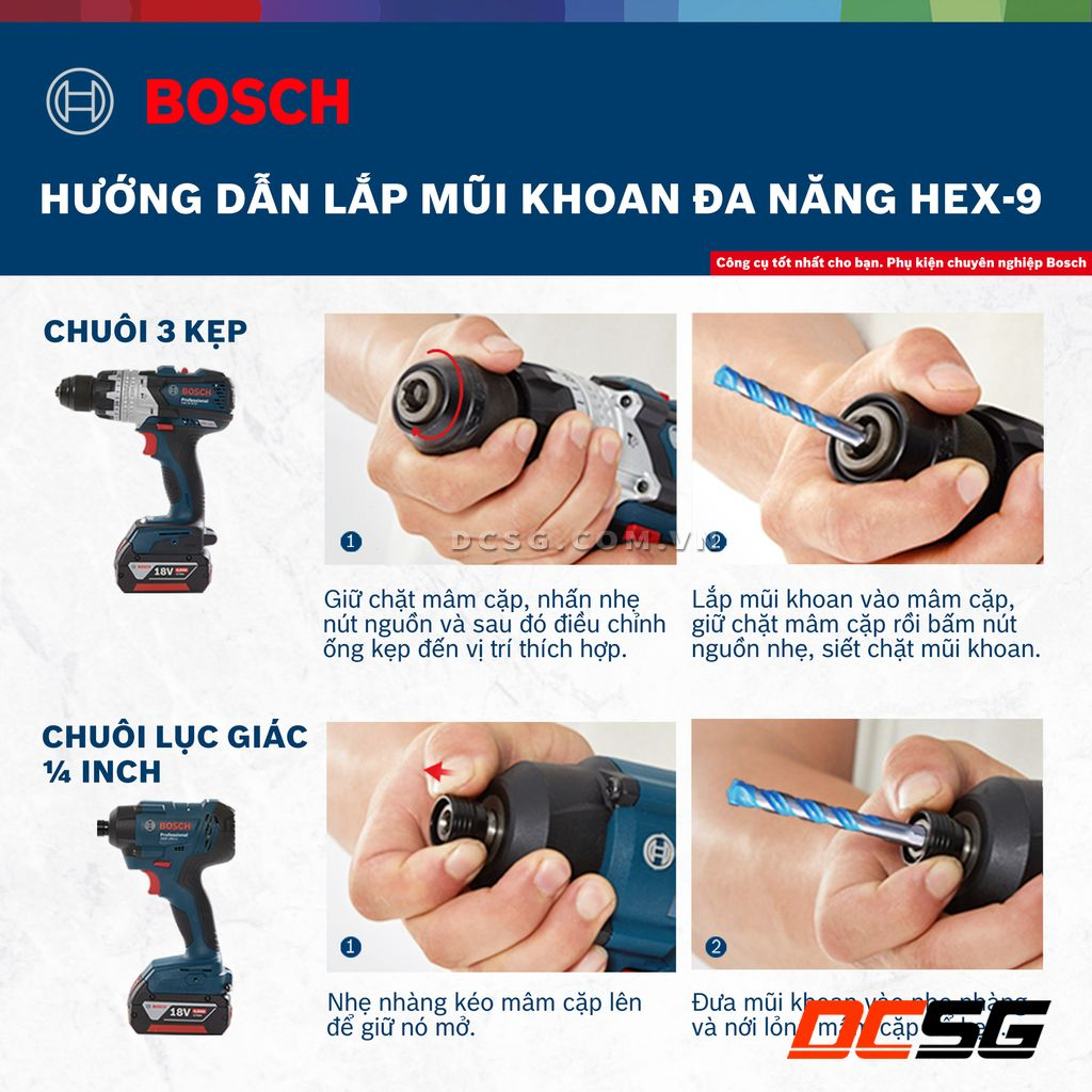 Bộ mũi khoan đa năng chuôi lục giác Hex-9 Bosch | DCSG