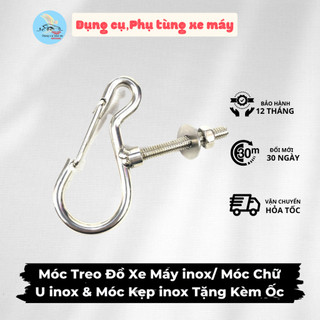 Móc Treo Đồ Xe Máy inox/ Móc Chữ U inox & Móc Kẹp inox Tặng Kèm Ốc