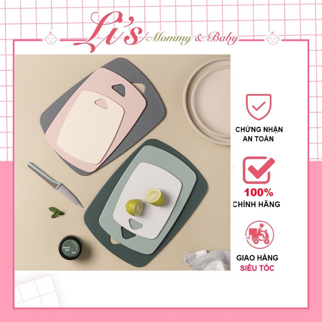 Set 3 Thớt Nhựa Lúa Mạch Kháng Khuẩn, Thớt Nhựa Cao Cấp Chế Biến Đồ Ăn Dặm Cho Bé DGD05