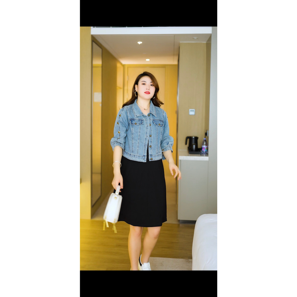 MẬP STYLE ÁO KHOÁC JEAN KHUY TAY, CHẤT JEAN MỀM MẠI, CO GIÃN