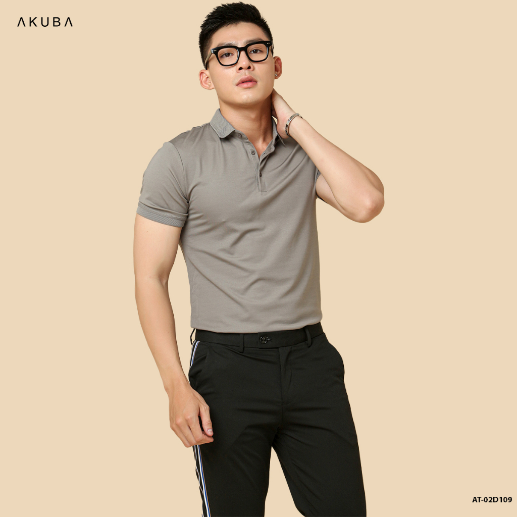 Áo polo nam thiết kế, vải cá sấu cotton AKUBA form slimfit, chất liệu thoáng mát, mềm mại, thấm hút mồ hôi tốt | 02D109