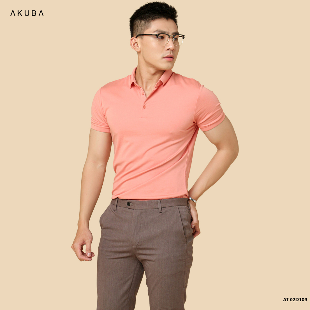 Áo polo nam thiết kế, vải cá sấu cotton AKUBA form slimfit, chất liệu thoáng mát, mềm mại, thấm hút mồ hôi tốt | 02D109