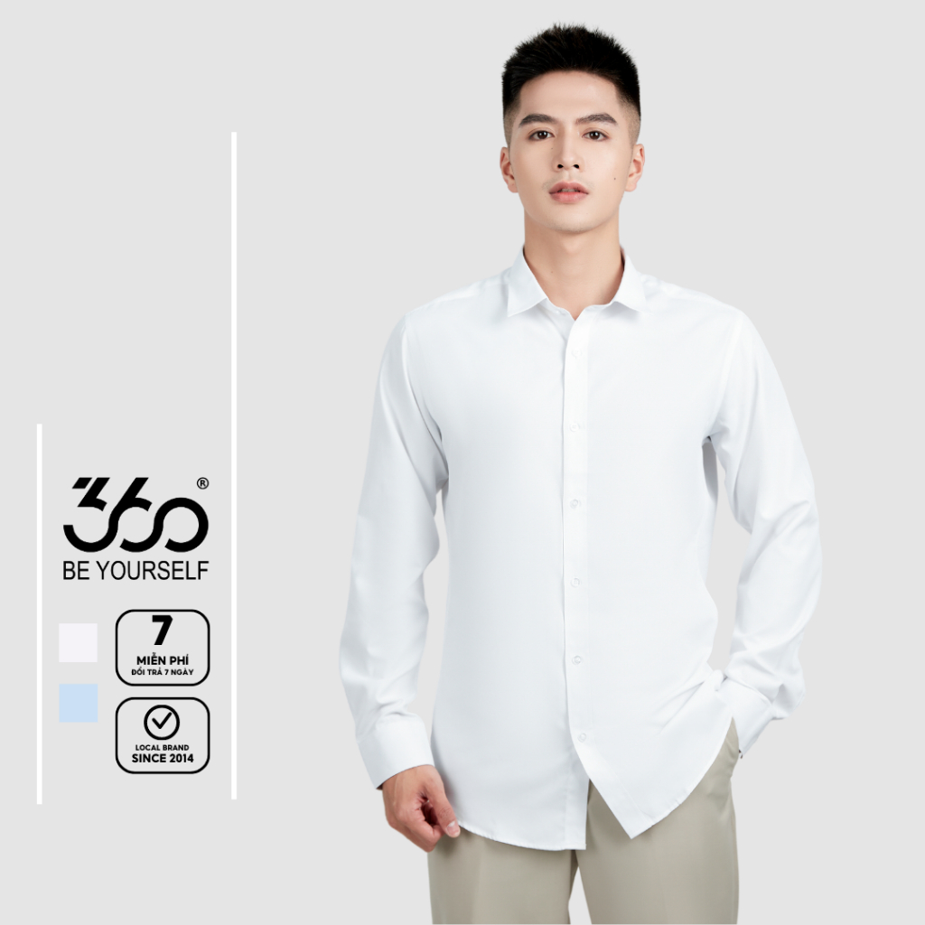 Áo sơ mi nam dài tay dáng slimfit thương hiệu 360 Boutique chất liệu Modal cao cấp - STDTK411