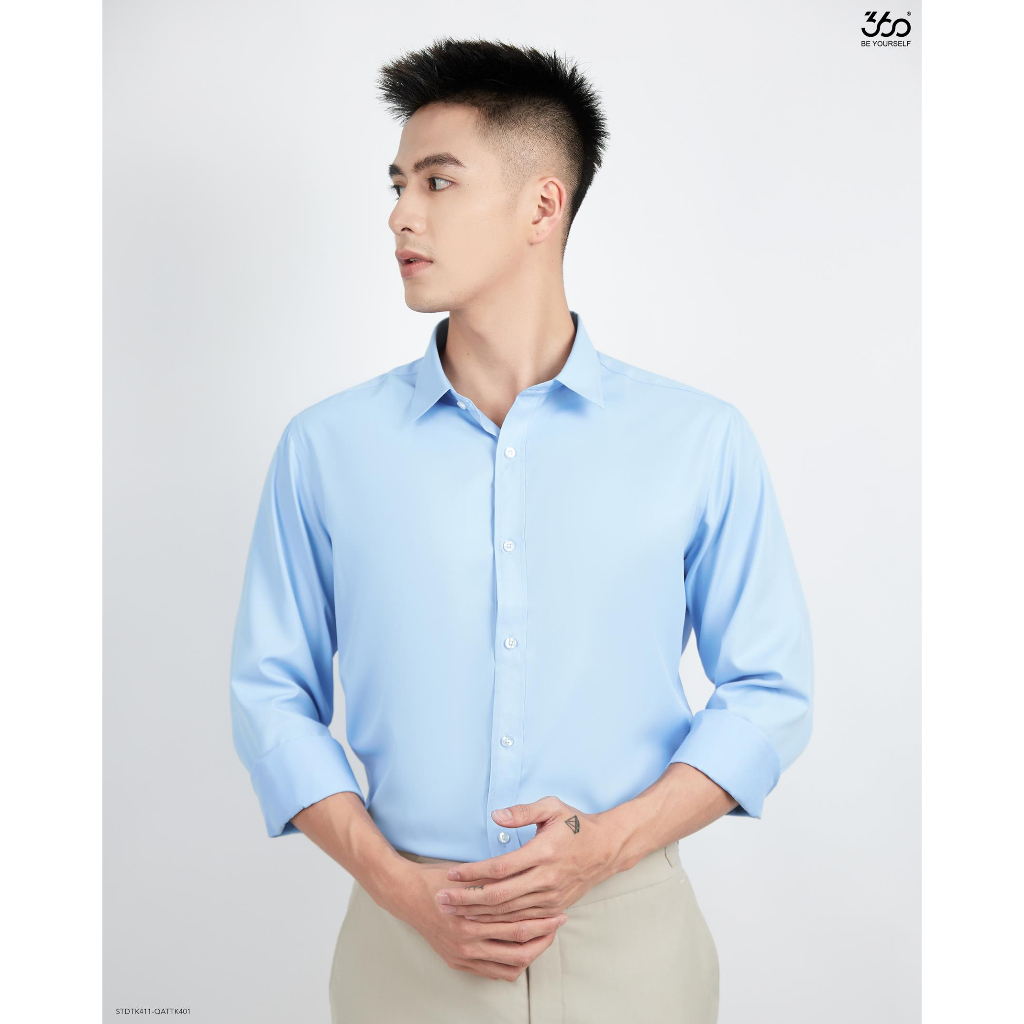 Áo sơ mi nam dài tay dáng slimfit thương hiệu 360 Boutique chất liệu Modal cao cấp - STDTK411