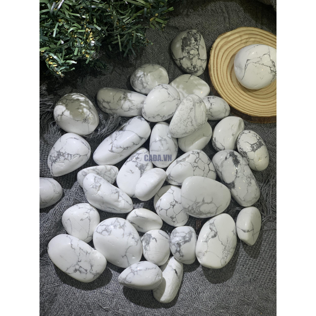 Đá bạch tùng | Tumble Howlite | Đá trang trí, sưu tầm, healing | CADA DECOR