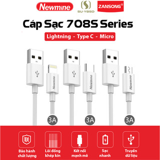 Cáp sạc nhanh 3A 708 series Type C/Micro/iOS cho điện thoại android/iOS