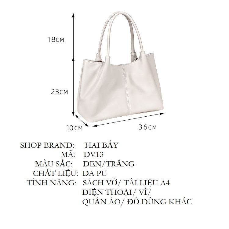 Túi tote đeo vai đi làm thời trang hàn quốc 2023 quai tròn HAI BẢY DV13