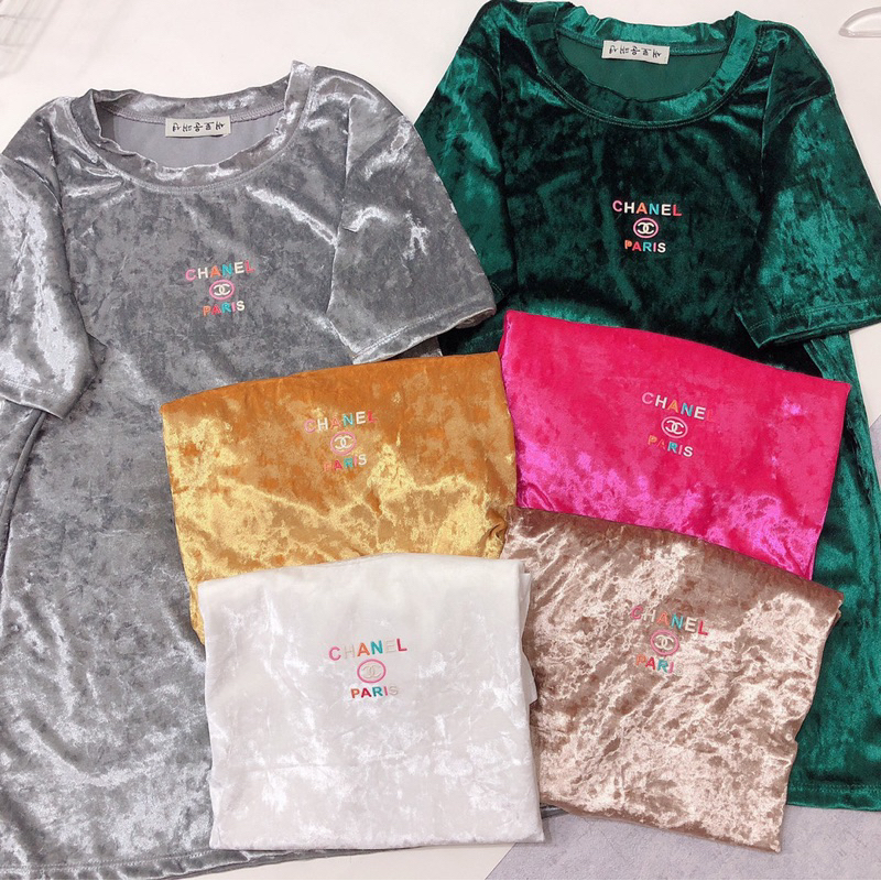 Áo thun nhung phom ôm vừa