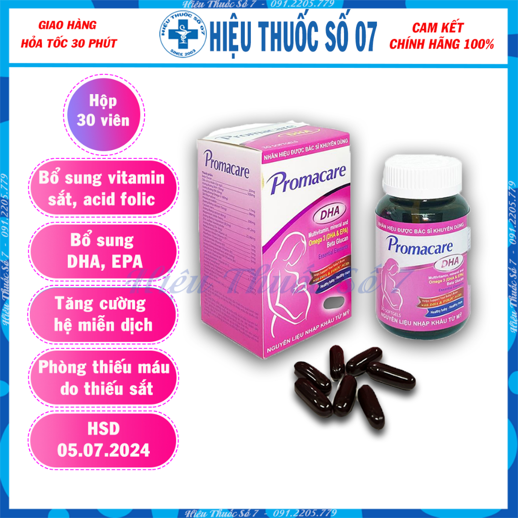 Viên Uống Bổ Sung Sắt Tổng Hợp Cho Bà Bầu Promacare Dha - Mỗi Ngày Dùng 1 Viên Duy Nhất - Nguyên Liệu Nhập Khẩu Mỹ