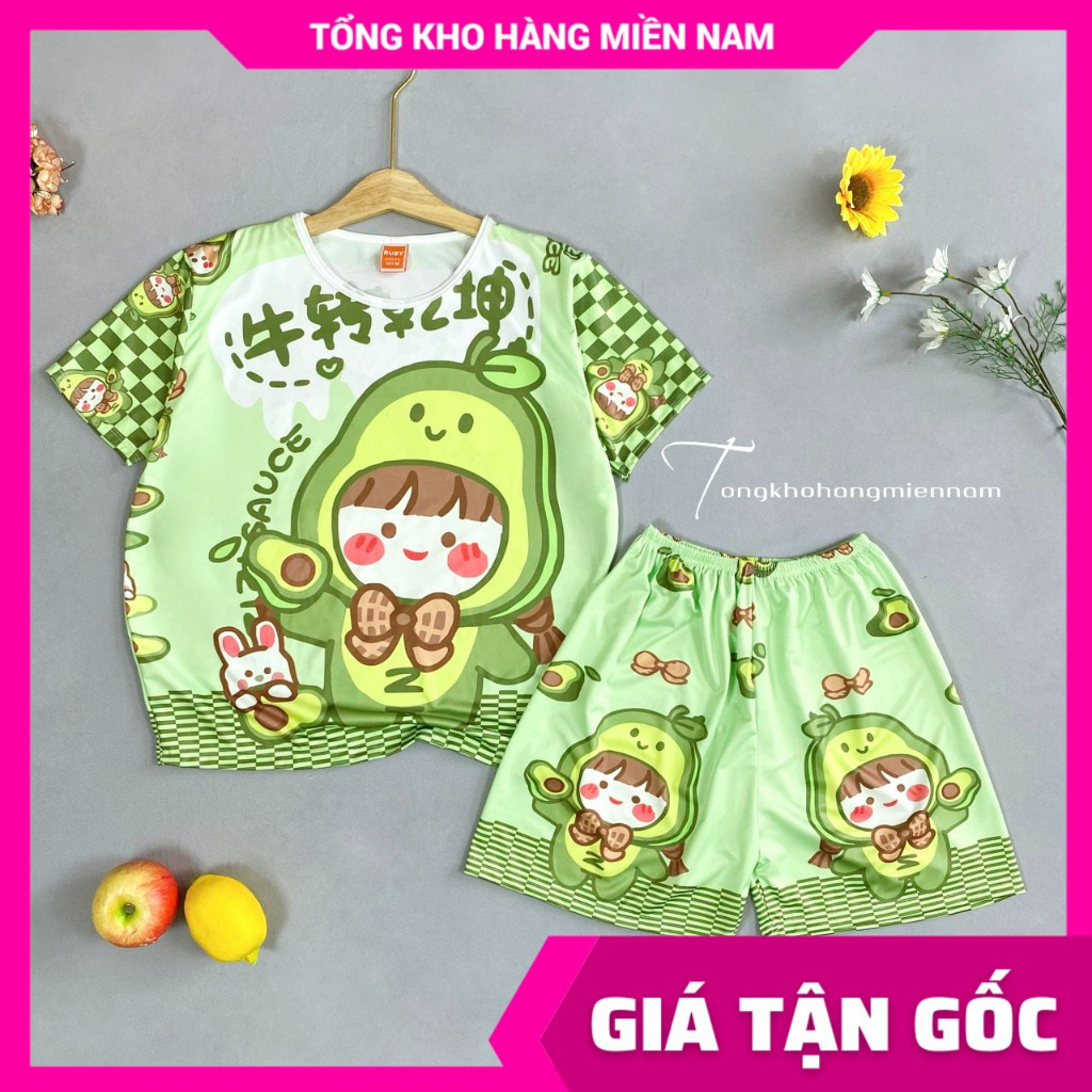 Đồ bộ thun đùi cho bé size đến 70kg chất thun mềm mát in hình Pikachu hoạt hình dễ thương Bộ gia đình DBRBD FULL SIZE