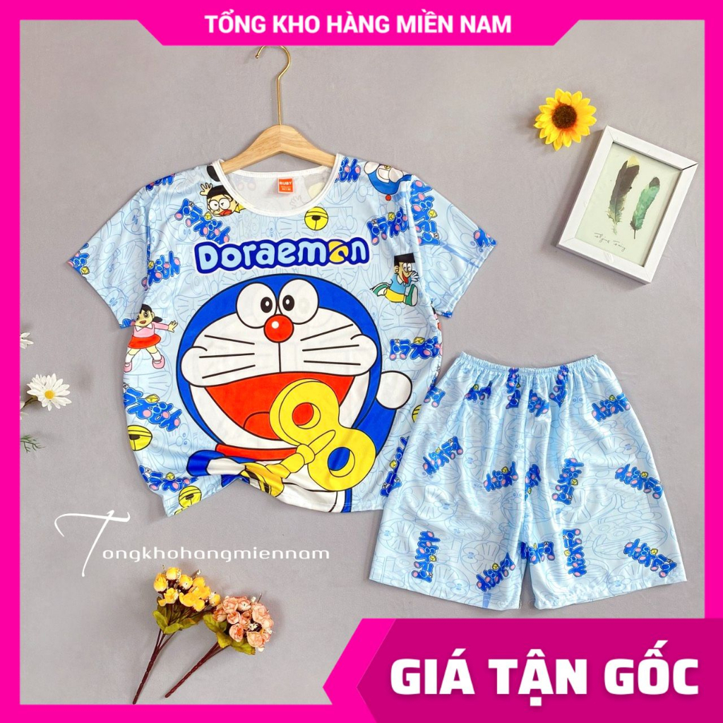 Đồ bộ thun đùi cho bé size đến 70kg chất thun mềm mát in hình Pikachu hoạt hình dễ thương Bộ gia đình DBRBD FULL SIZE