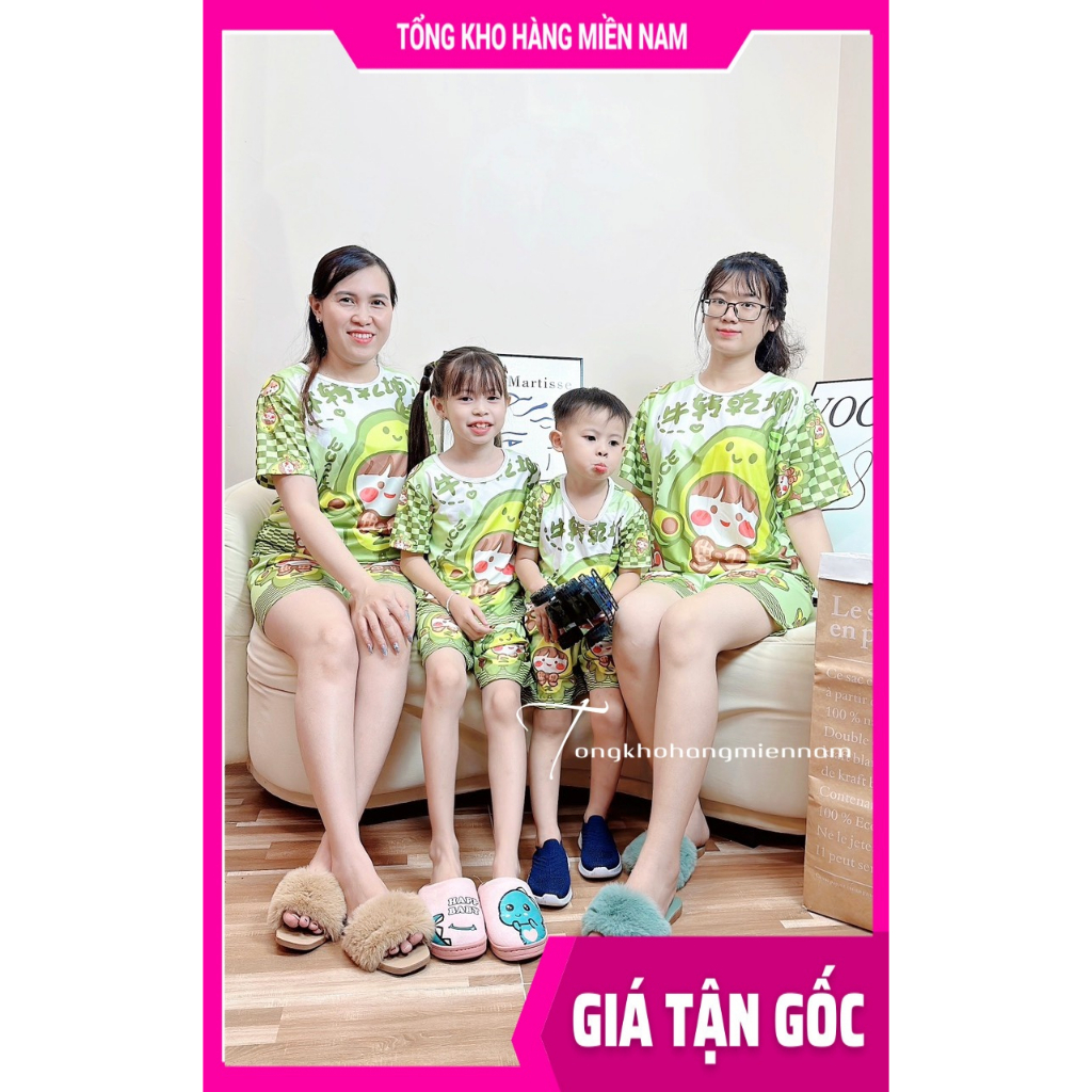 Đồ bộ thun đùi cho bé size đến 70kg chất thun mềm mát in hình Pikachu hoạt hình dễ thương Bộ gia đình DBRBD FULL SIZE