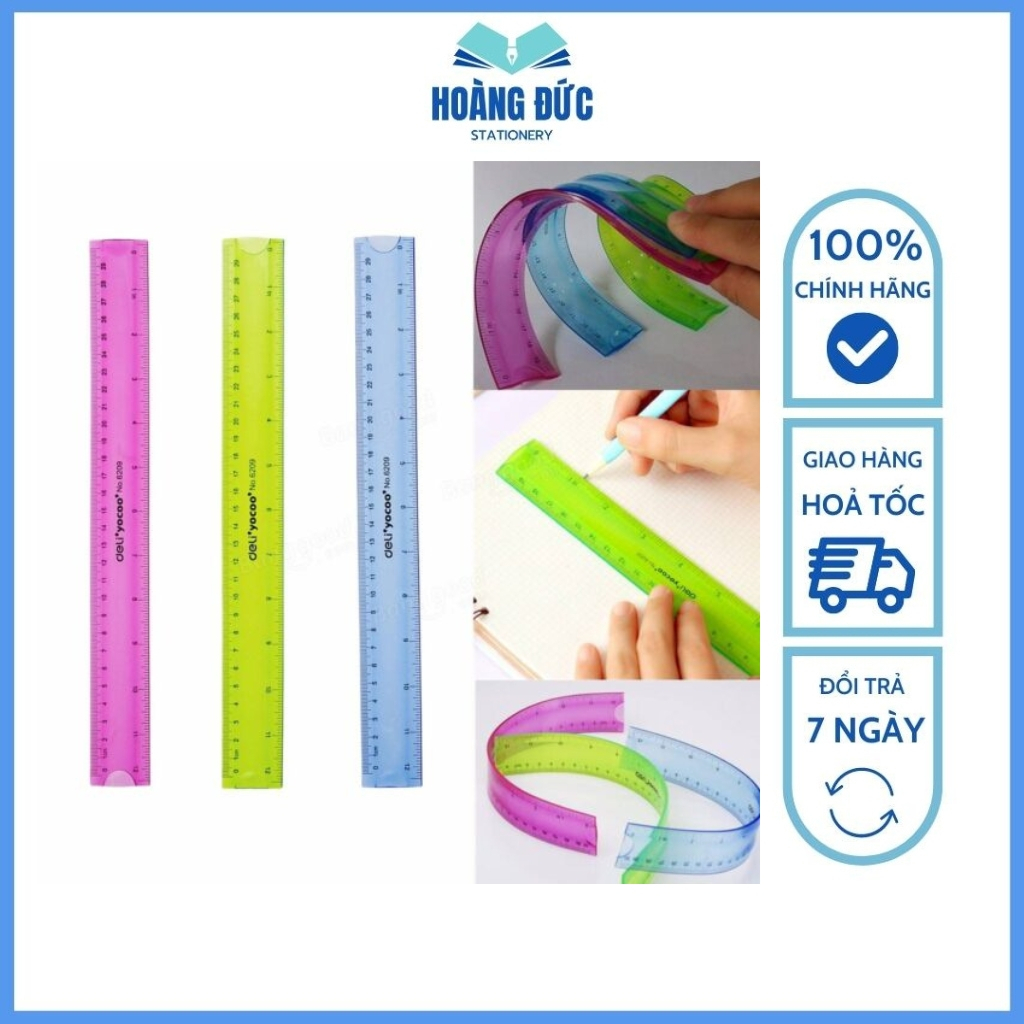 Thước Kẻ Nhựa Dẻo 30cm Deli 6209; Thước dẻo 20cm Deli 6208