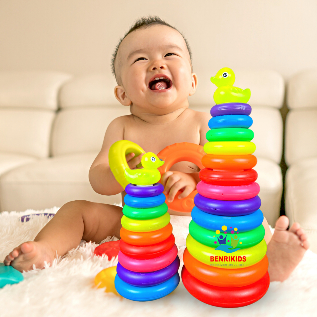 Bộ Đồ Chơi Tháp Xếp Vòng Nhiều Kích Cỡ Đa Dạng Màu Sắc Cho Bé Vừa Học Vừa Chơi