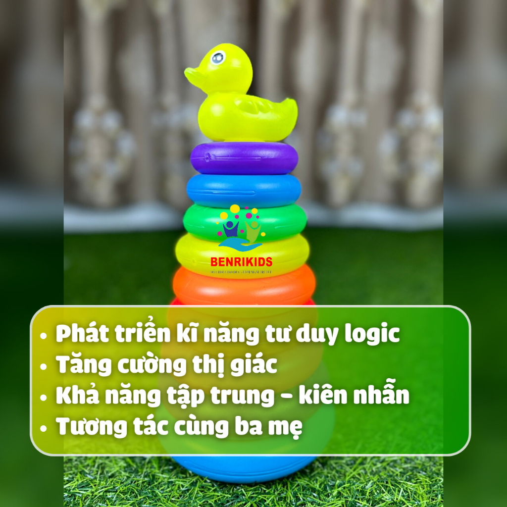 Bộ Đồ Chơi Tháp Xếp Vòng Nhiều Kích Cỡ Đa Dạng Màu Sắc Cho Bé Vừa Học Vừa Chơi