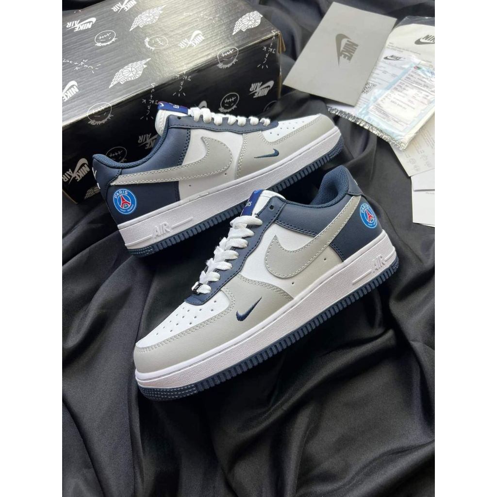 Gìay thể thao Air Force 1 PSG , sneaker AF1 PSG xanh trắng bản chuẩn đi êm ái bảo hành 3 tháng tặng kèm hộp