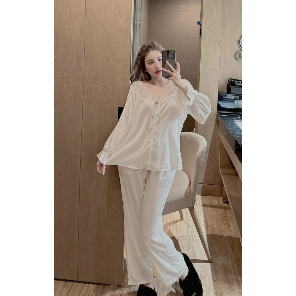 Đồ bộ nữ, đồ ngủ lụa latin. pyjama nữ, chất liệu lụa mềm mịn, thoáng mát