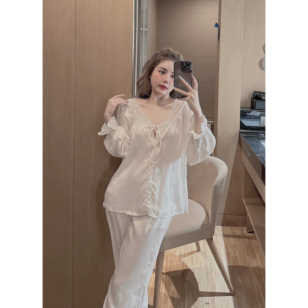 Đồ bộ nữ, đồ ngủ lụa latin. pyjama nữ, chất liệu lụa mềm mịn, thoáng mát
