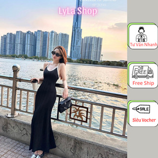 Váy maxi 2 dây dáng xòe, đầm maxi đi biển dáng dài, váy ren vân 2 lớp chất siêu đẹp