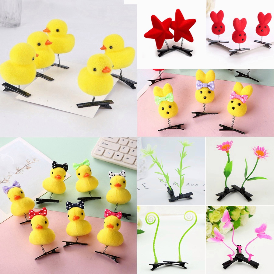 ⚡Kẹp Tóc Hình Cỏ / Vịt Hoạt Hình 3D Vui Nhộn Thời Trang Hàn Quốc Dành Cho Bé Gái 1 Cái