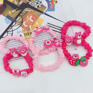Set cặp cột tóc gấu dâu, gấu Lotso dễ thương, đáng yêu
