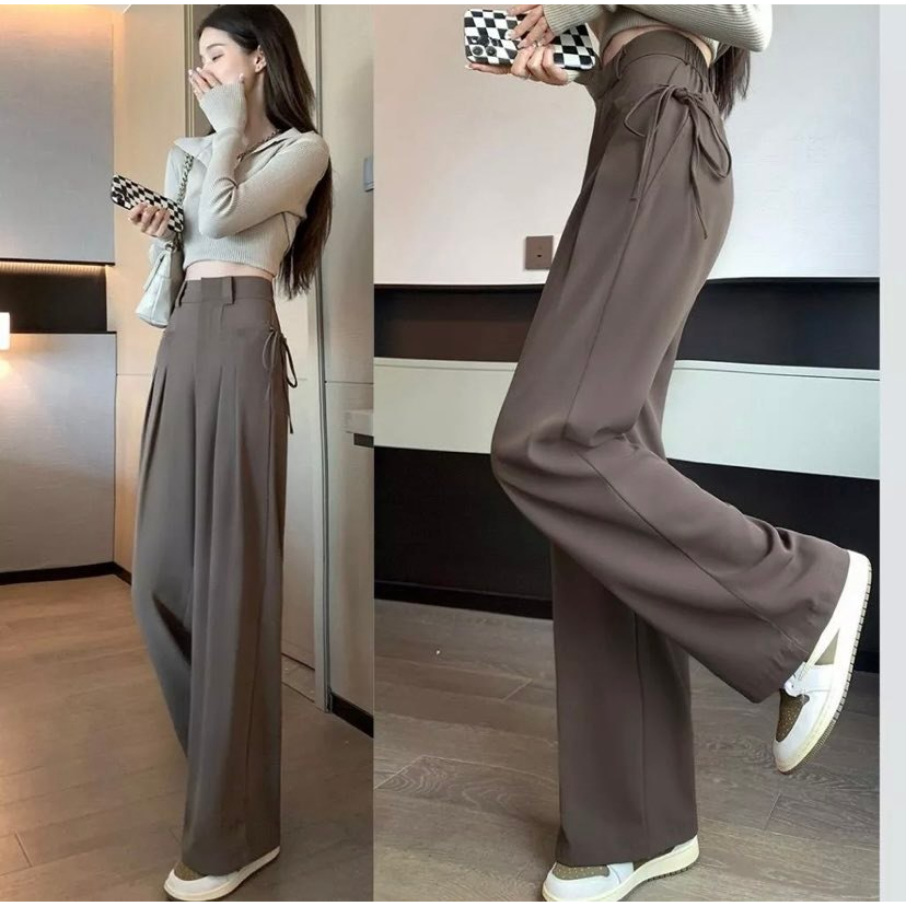 Quần Tây Ống Rộng Thắt Dây Nơ Trước Kèm 2 Túi