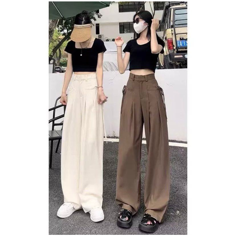 Quần Tây Ống Rộng Thắt Dây Nơ Trước Kèm 2 Túi