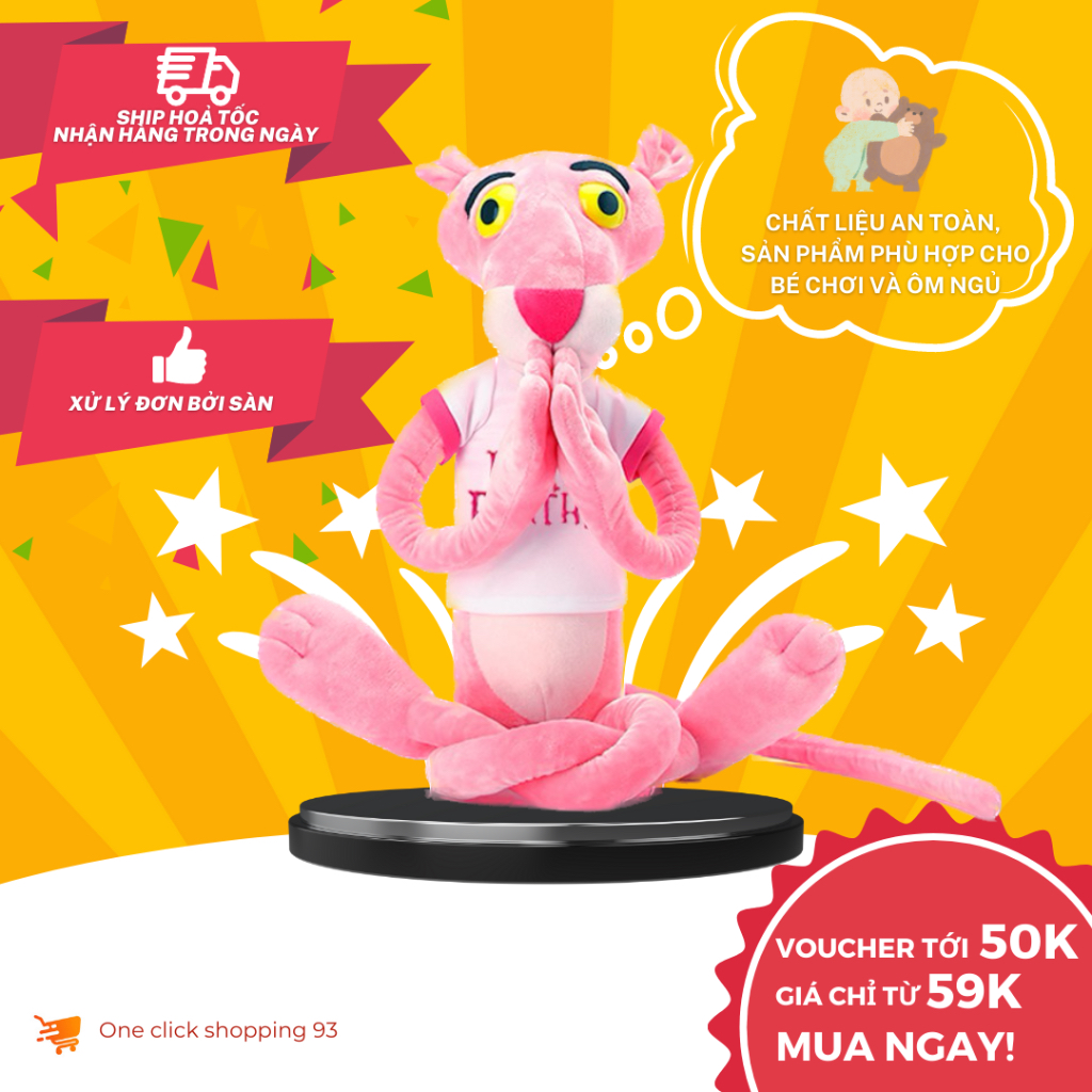 Báo hồng gấu bông cute khổng lồ - Gối ôm cho bé chống giật mình - Dài 60 cm đến 1m7 - Quà tặng người yêu Pink Panther