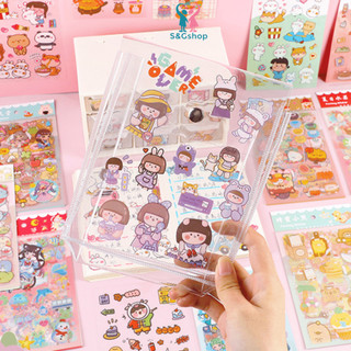 Set 6 tấm sticker nhãn dán cắt sẵn trang trí sổ tay, nhật ký, diy nhiều mẫu đẹp dễ thương little bear, cat cafe, cutesẵn