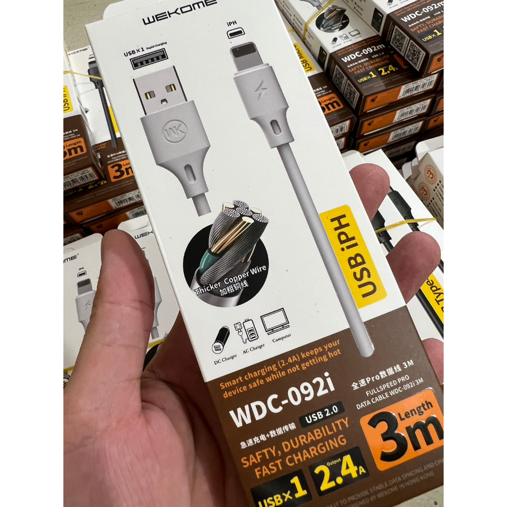 Cáp sạc WDC-092i sạc siêu nhanh 2.4A siêu bền , siêu dài 3M