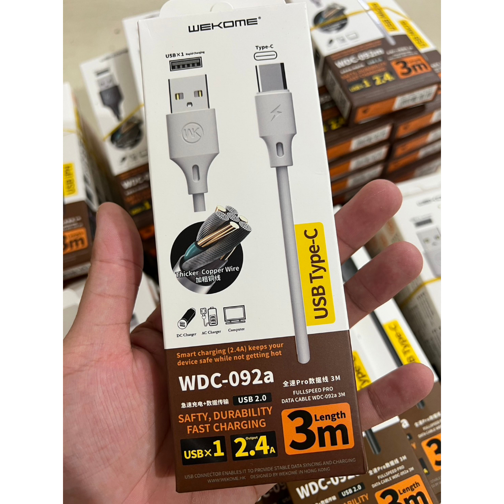 Cáp sạc WDC-092i sạc siêu nhanh 2.4A siêu bền , siêu dài 3M