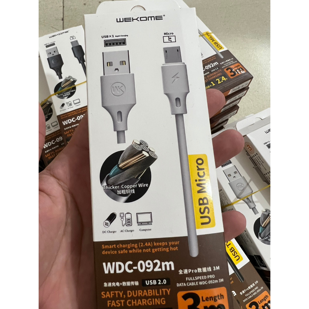 Cáp sạc WDC-092i sạc siêu nhanh 2.4A siêu bền , siêu dài 3M