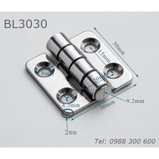 Bản lề lá inox 304 KT30x30, dày 2mm - BL3030