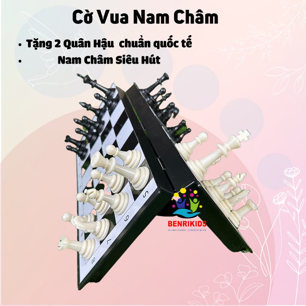 Bộ Đồ Chơi Cờ Vua Quốc Tế Bàn Cờ Nam Châm Kiêm Hộp Đựng Tặng 2 Quân Hậu Chuẩn Quốc Tế