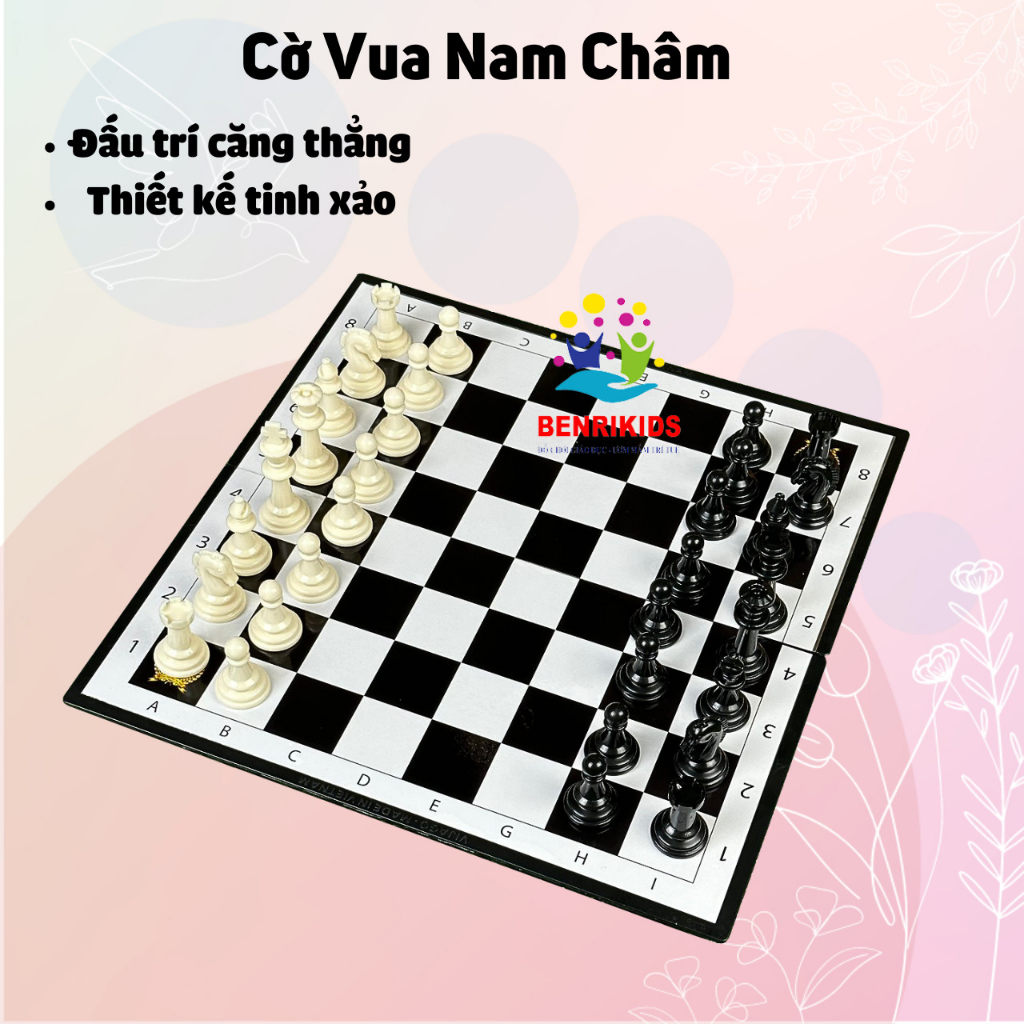 Bộ Đồ Chơi Cờ Vua Quốc Tế Bàn Cờ Nam Châm Kiêm Hộp Đựng Tặng 2 Quân Hậu Chuẩn Quốc Tế