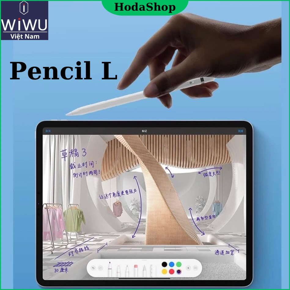 Bút cảm ứng Wiwu Pencil L cho iPad Gen 10 10.9 inch 2022 , Pro 11 inch , 12.9 inch / M1 / M2 , Air 5/4 , Gen 9/8/7 10.2