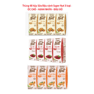 Thùng 48 hộp - Sữa đậu nành Vinamilk SUPER NUT Óc chó/ Hạnh nhân/ Đậu đỏ - Ít đường