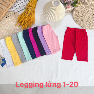 21-41kg set 5 quần legging lửng trơn thun cotton 4c cho bé gái