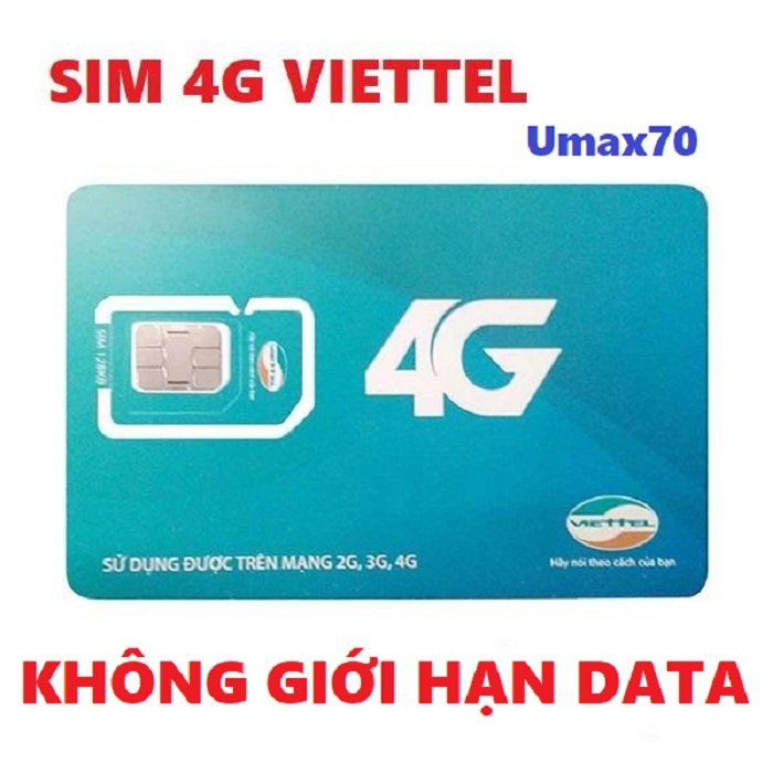 Sim 4G UMAX70 Viettel - Nghe Gọi Miễn Phí Lướt Web Cực Nhanh Khuyến Mại 1 TỶ GB Tốc Độ Cao Gọi Nội Mạng Tẹt Ga