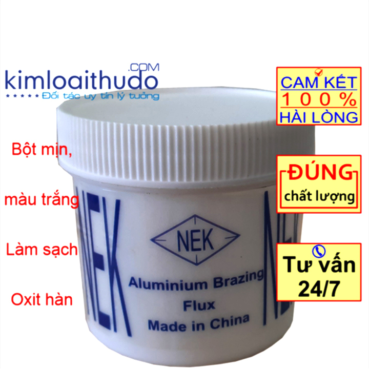 Bột hàn nhôm NEK, lọ nhỏ 45gr, Hàn que hàn nhôm Er4043, 4047, hàn oxy gas. Hàng nhập khẩu, chất lượng cao
