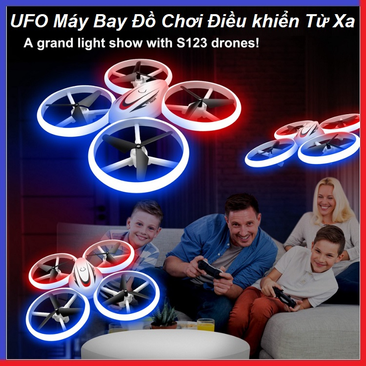 Máy Bay Điều Khiển Từ Xa, Đồ Chơi Trẻ Em Có Đèn Led, UFO Mini Thông Minh, Cao Cấp - Nhiều Chức Năng - An Toàn - Cho Trẻ