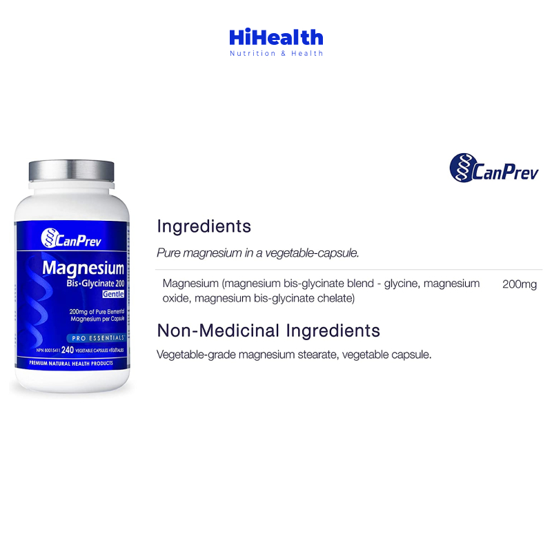 Viên uống bổ sung Magnesium Bisglycinate Canada giảm stress, giảm căng thẳng âu lo, chắc khỏe xương 120/240 Viên