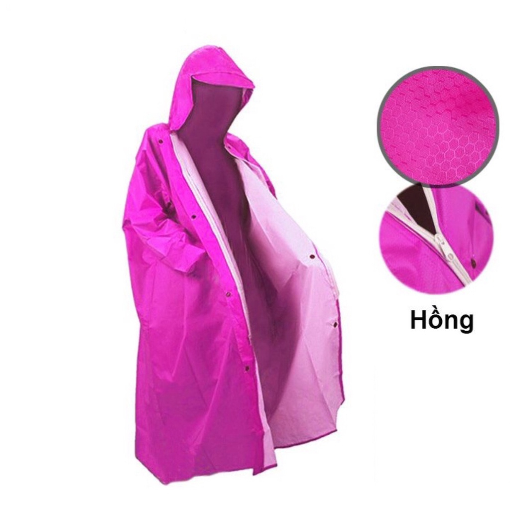 Áo Mưa Người Lớn Dây Kéo Trước Da Cá  Vải Dù Vân Tổ Ong  Siêu Bền, Chống Thấm Cao Cấp