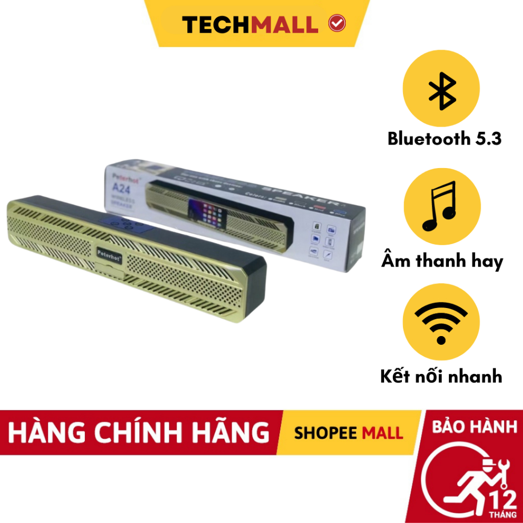Loa Bluetooth A24 Soundbar Công Suất Lớn 10W Bass Siêu Trầm Hỗ Trợ Kết Nối Thẻ Nhớ TF USB AUX- TECHMALL
