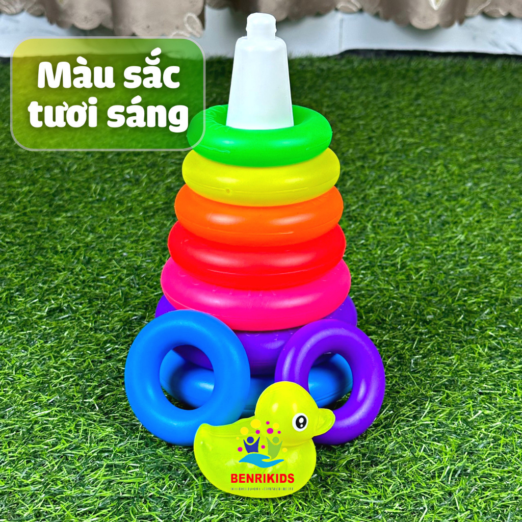 Bộ Đồ Chơi Tháp Xếp Vòng Nhiều Kích Cỡ Đa Dạng Màu Sắc Cho Bé Vừa Học Vừa Chơi