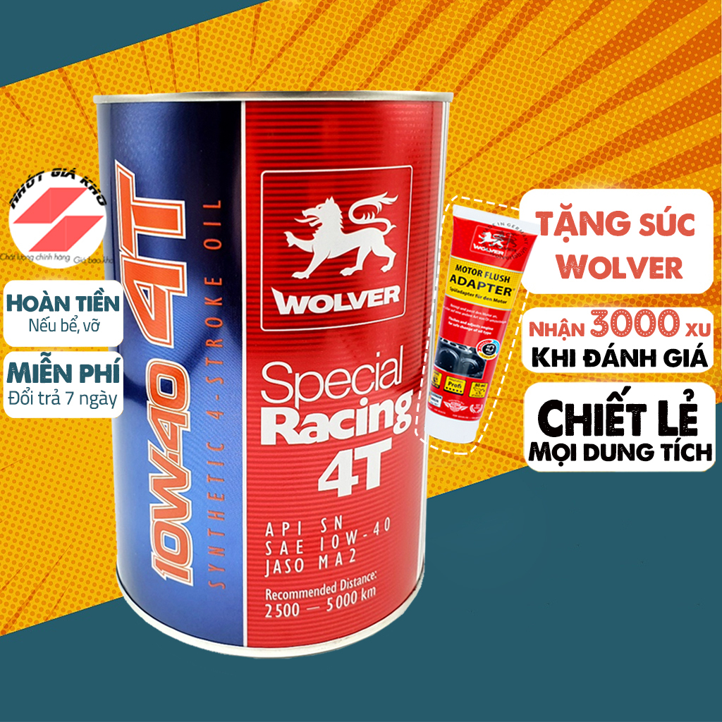 Nhớt Xe Máy Wolver Special Racing 10W40, Nhớt Tổng Hợp Nhập Đức Chính Hãng Có Mã Check, 2000Km Thay 1 Lần