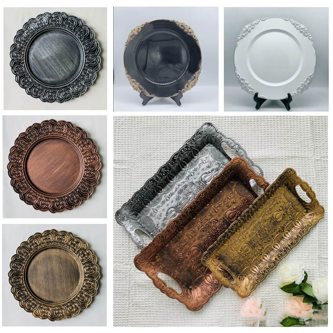 ( CỔ ĐIỂN-SANG TRỌNG ) Dĩa nhựa hoa văn nổi vintage, decor đẹp, chụp ảnh food