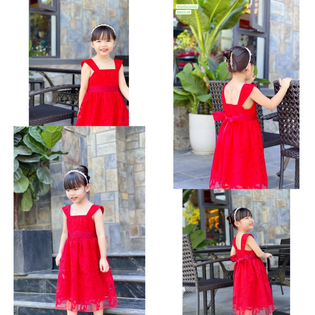 VÁY SOFIA NƠ ĐỎ SIÊU ĐÁNG YÊU